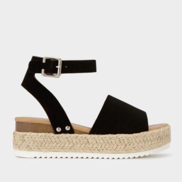 Shoes - Espadrille Sandals with Ankle Strap in Black